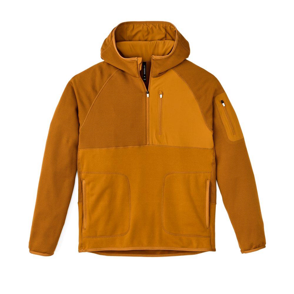 Front-facing image of the Filson Filson X Ten Thousand Tactical Hoodie - Buckthorn Brown