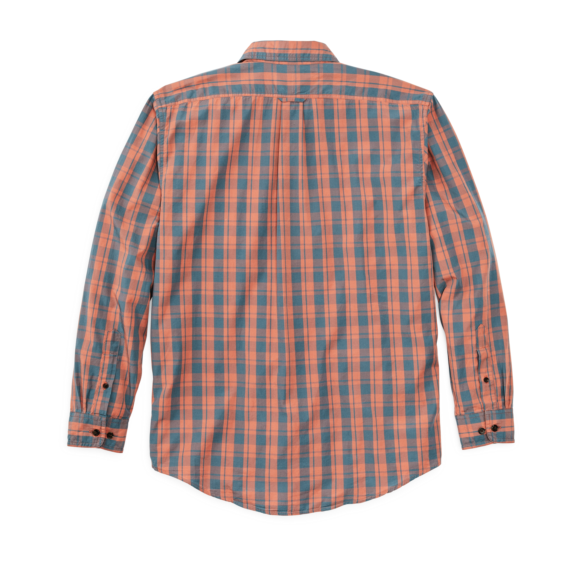 Alternate view of the Filson Filson's Washed Feather Cloth Shirt - Faded Cedar / Blue Plaid