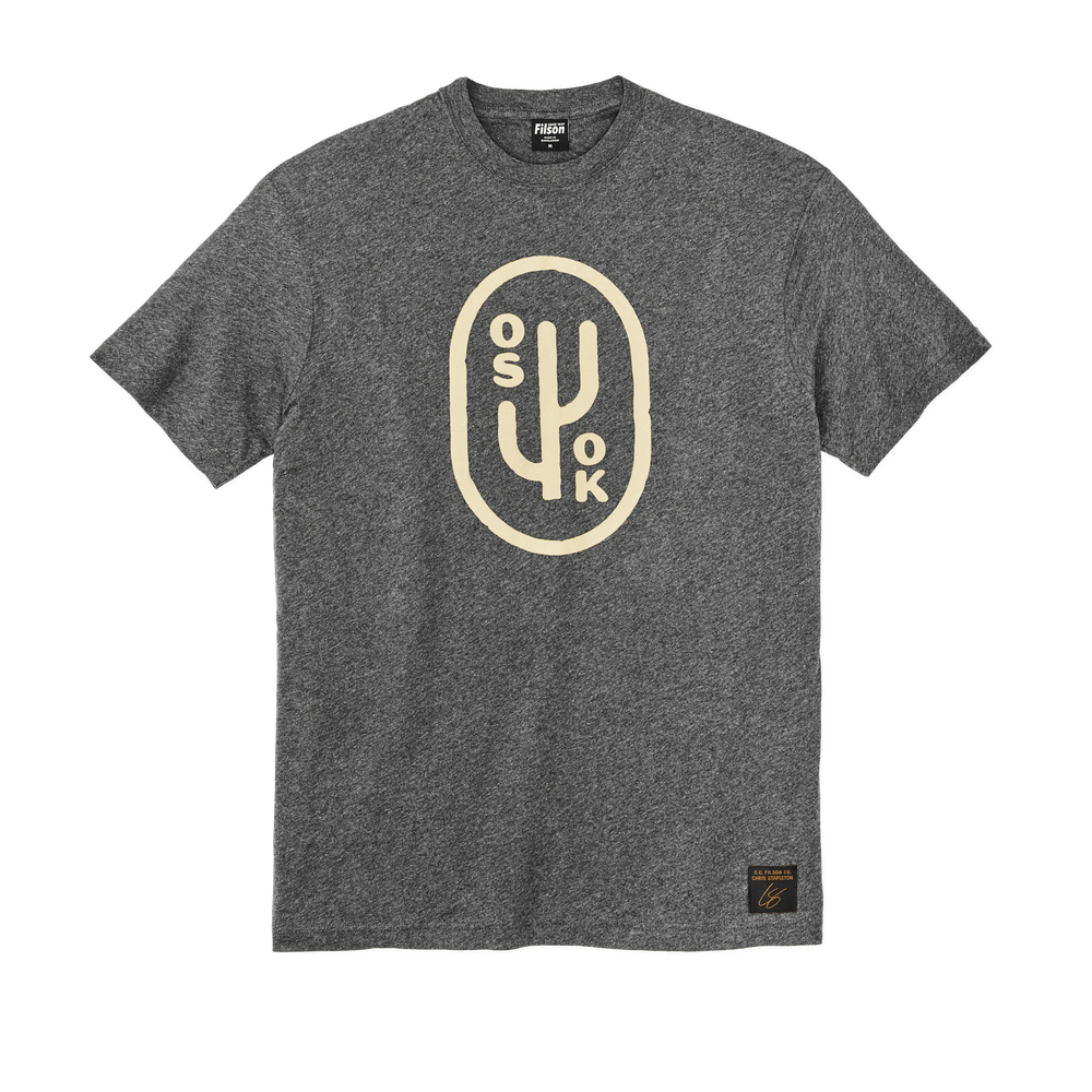 Front-facing image of the Filson State Of Kind T-shirt - Dark Heather Gray