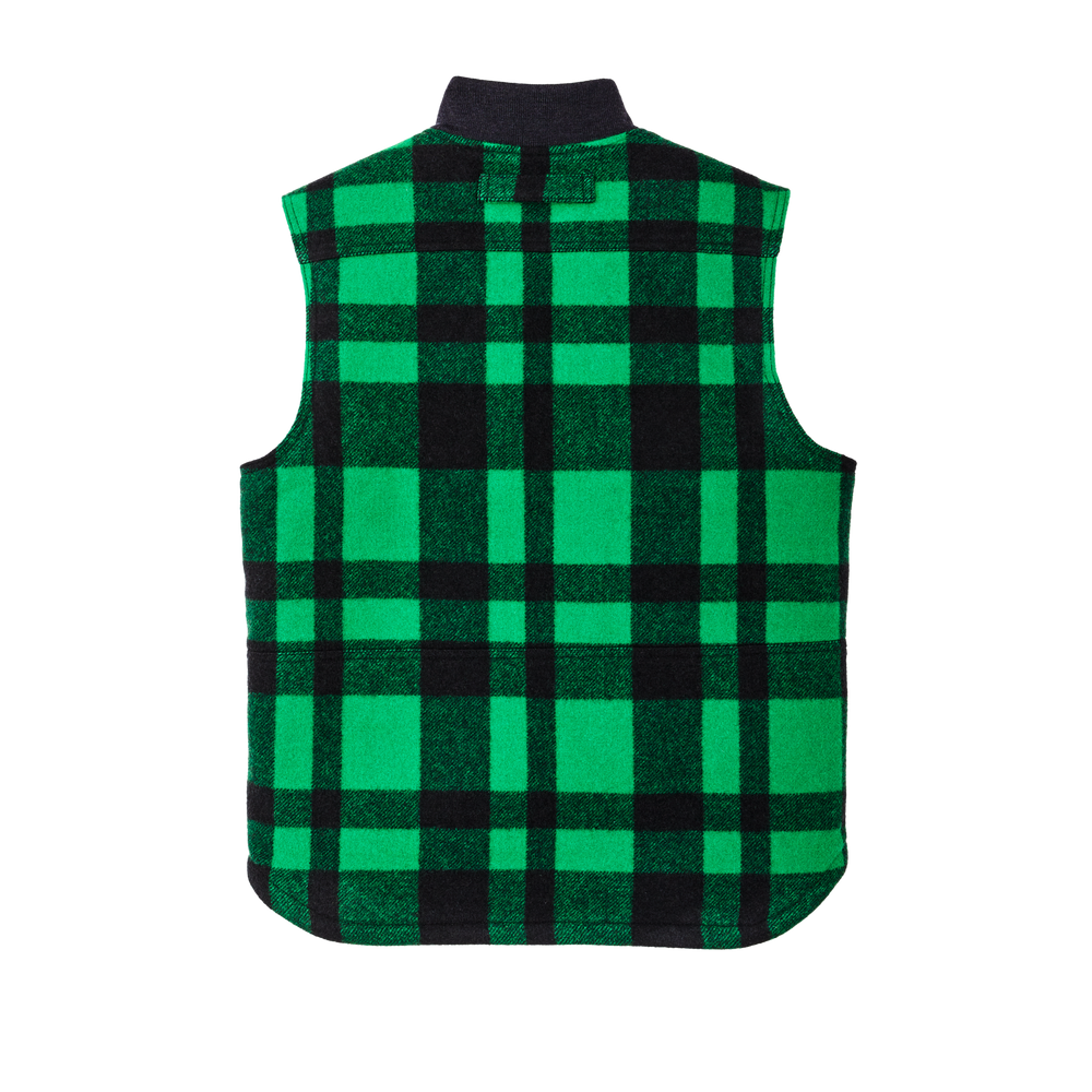Alternate view of the Filson Lined Mackinaw Wool Work Vest - Acid Green / Black Heritage Plaid X