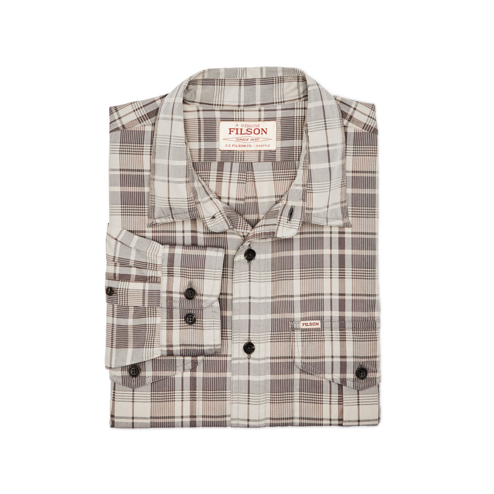 Alternate view of the Filson Filson's Washed Feather Cloth Shirt - Light Brown / Natural Plaid
