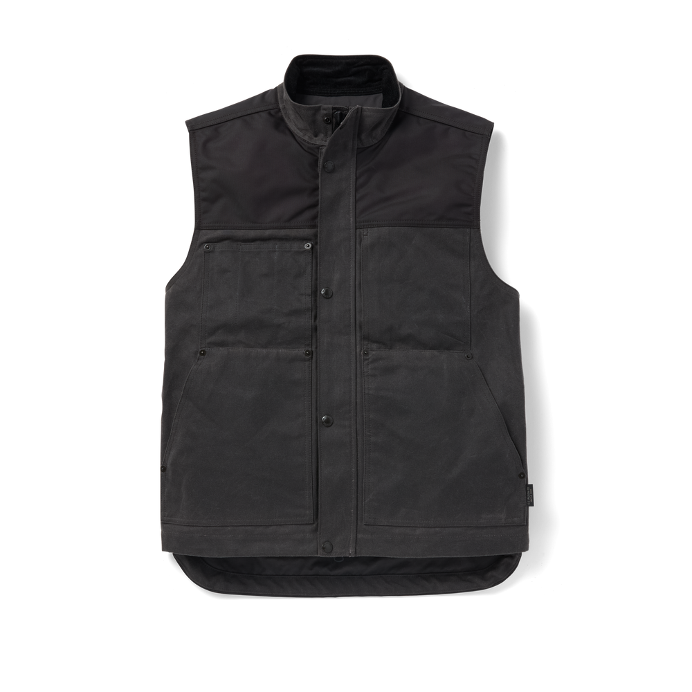 Front-facing image of the Filson Alcan Canvas Vest - Cinder