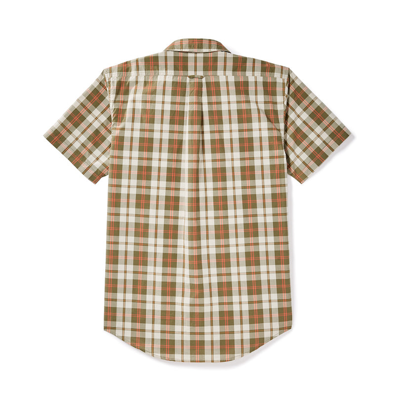 Filson's Short Sleeve Feather Cloth Shirt - Olive / Khaki / Chili Plaid