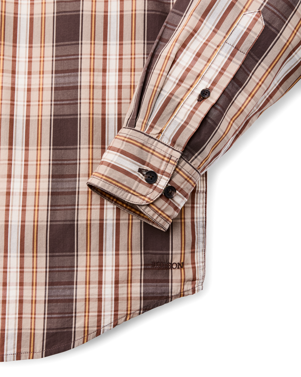 Alternate view of the Filson Filson's Washed Feather Cloth Shirt - Brown Multi Plaid