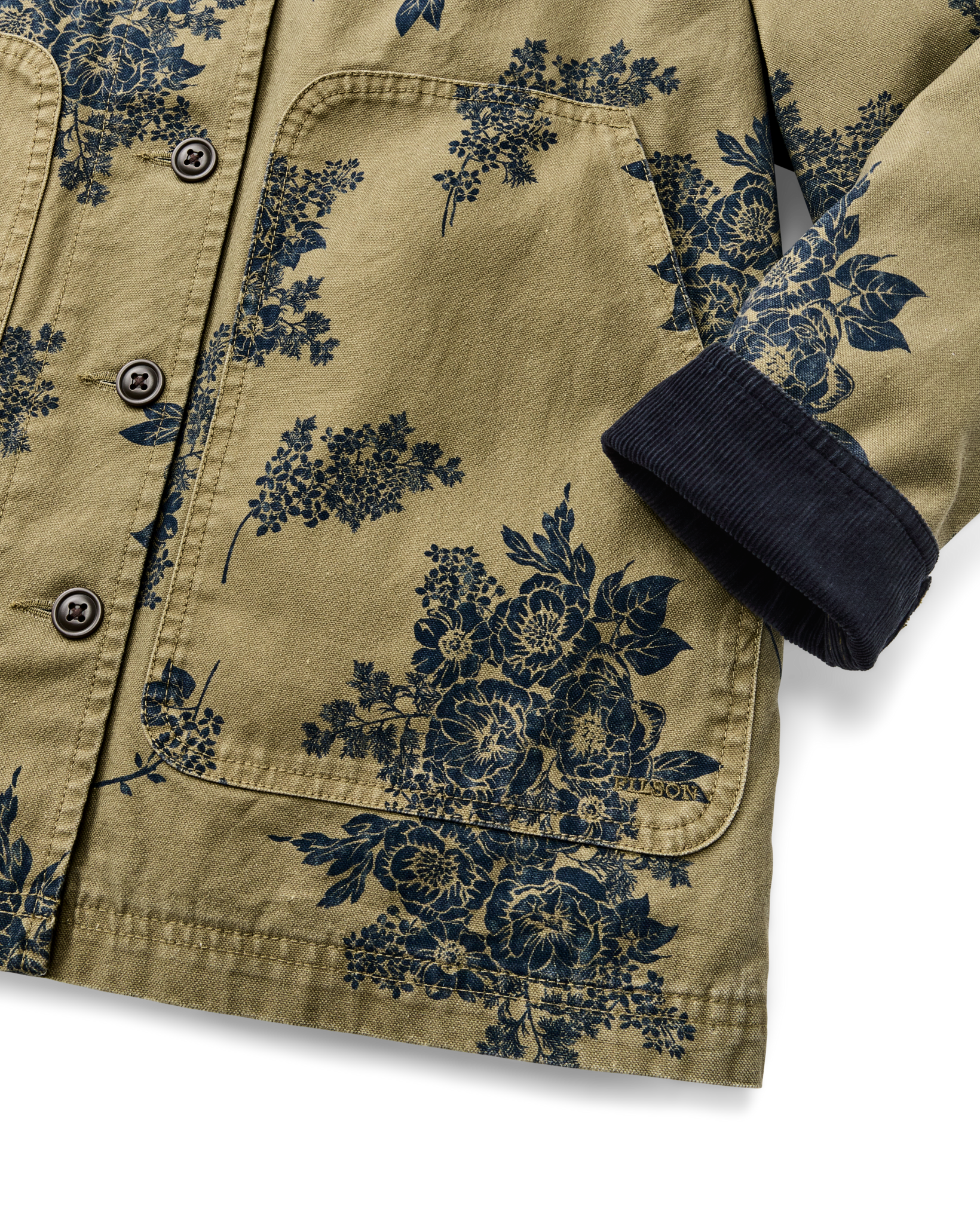 Women's Canvas Barn Coat - Olive / Floral Print