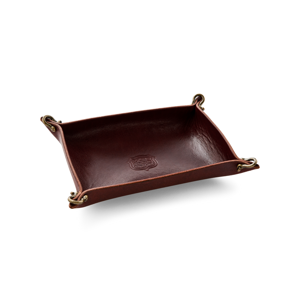 Front-facing image of the Filson Filson Workshop Leather Catch All - Burgundy