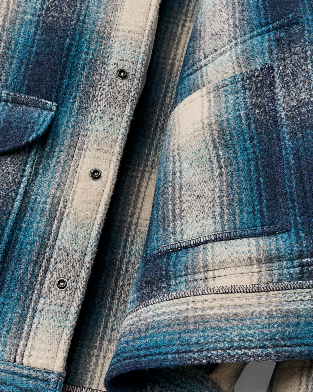 Mackinaw Wool Work Jacket - Teal / Gray Ombre