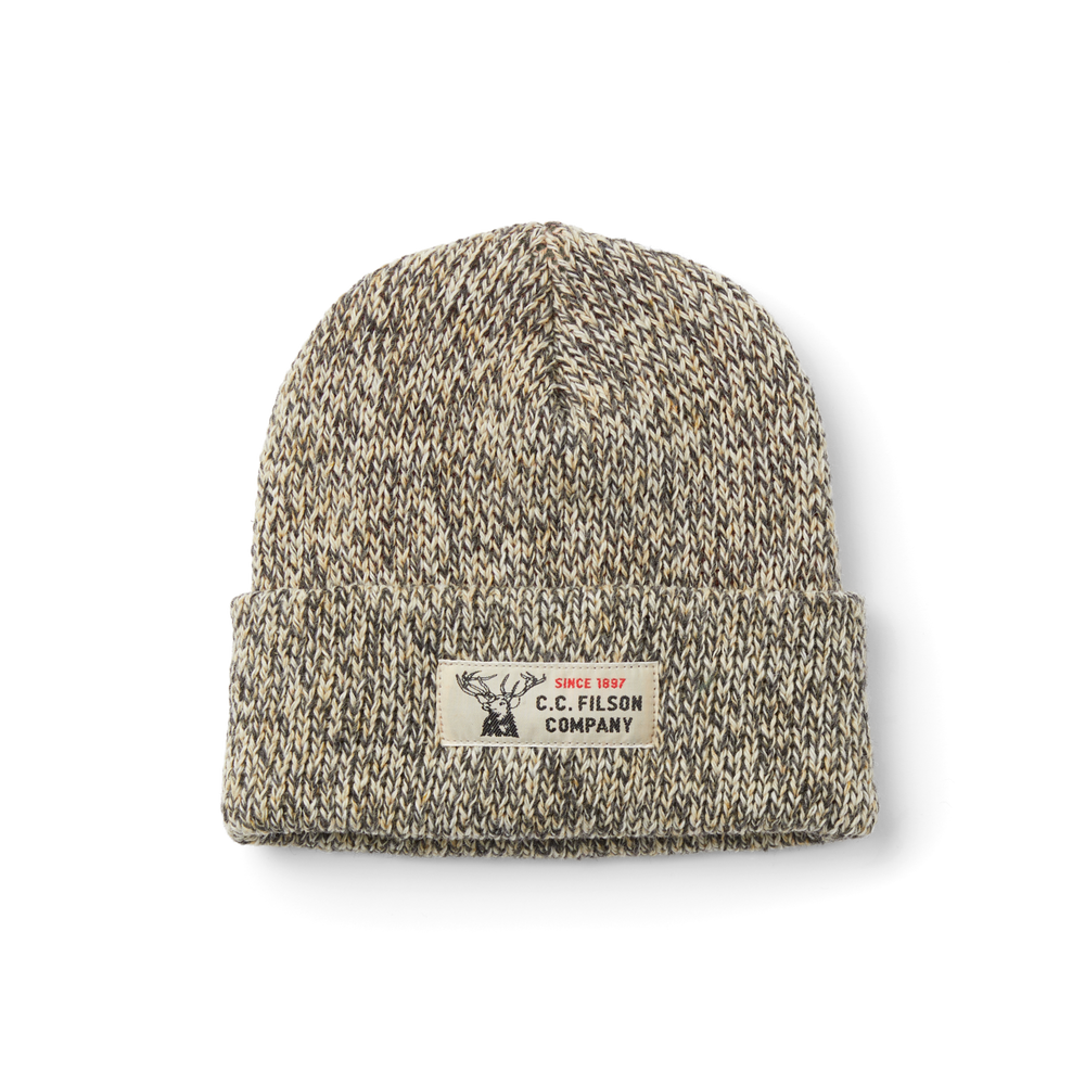 Front-facing image of the Filson Lined Ragg Wool Beanie - Charcoal Heather