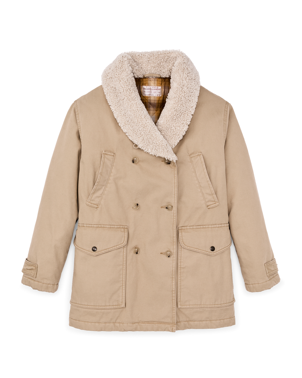 Front-facing image of the Filson Women's Canvas Packer Coat - Natural