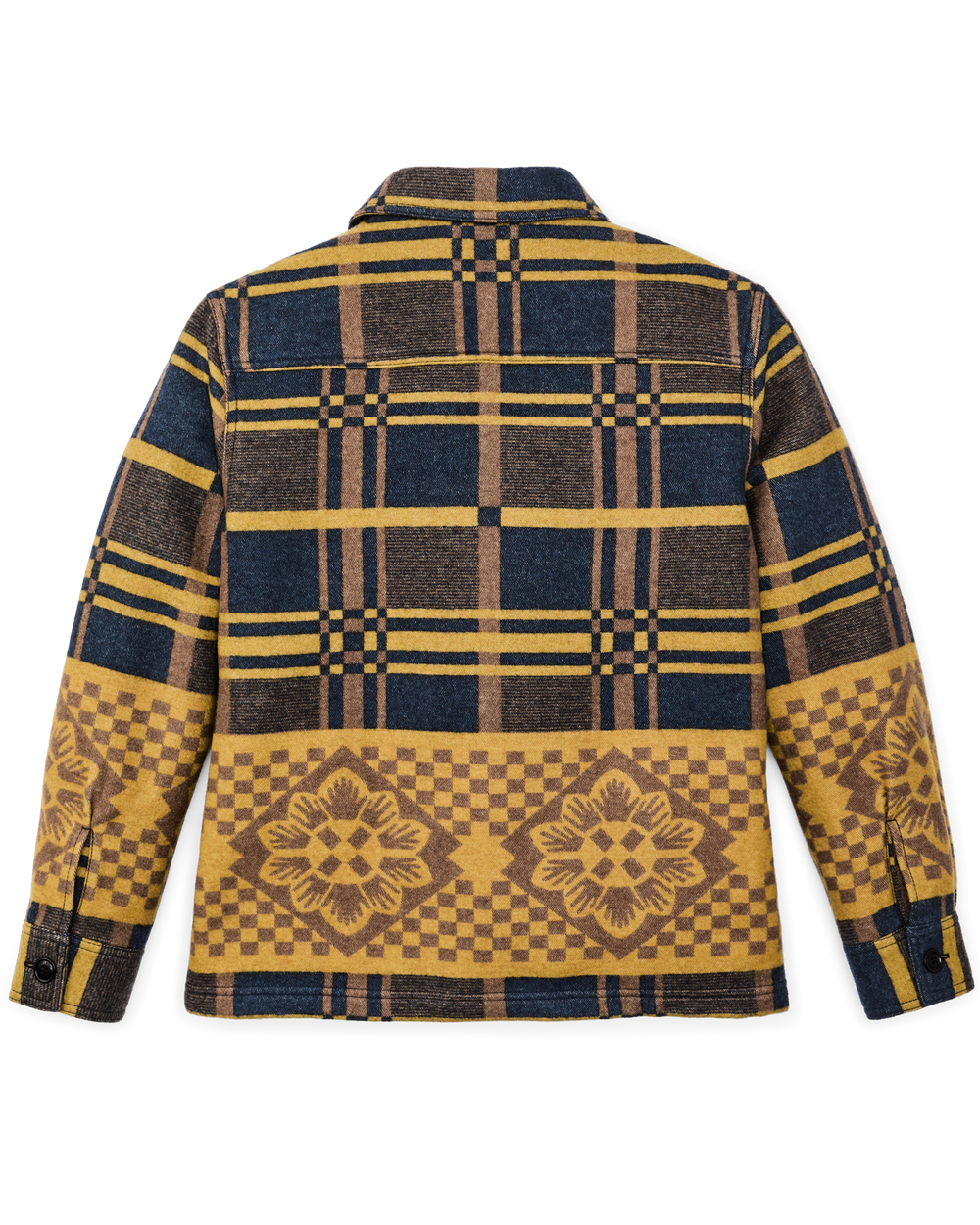 Women's Blanket Wool Overshirt - Flower Blanket Plaid / Bronze Brown