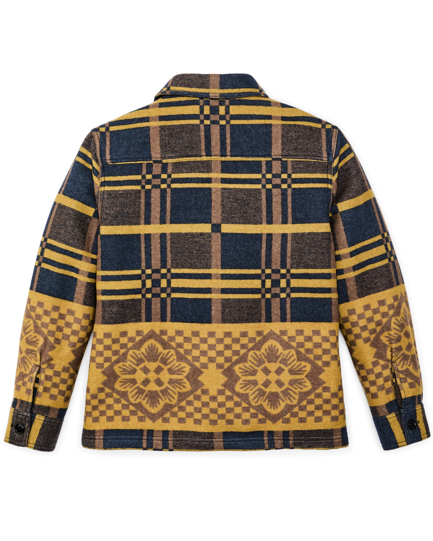 Women's Blanket Wool Overshirt - Flower Blanket Plaid / Bronze Brown