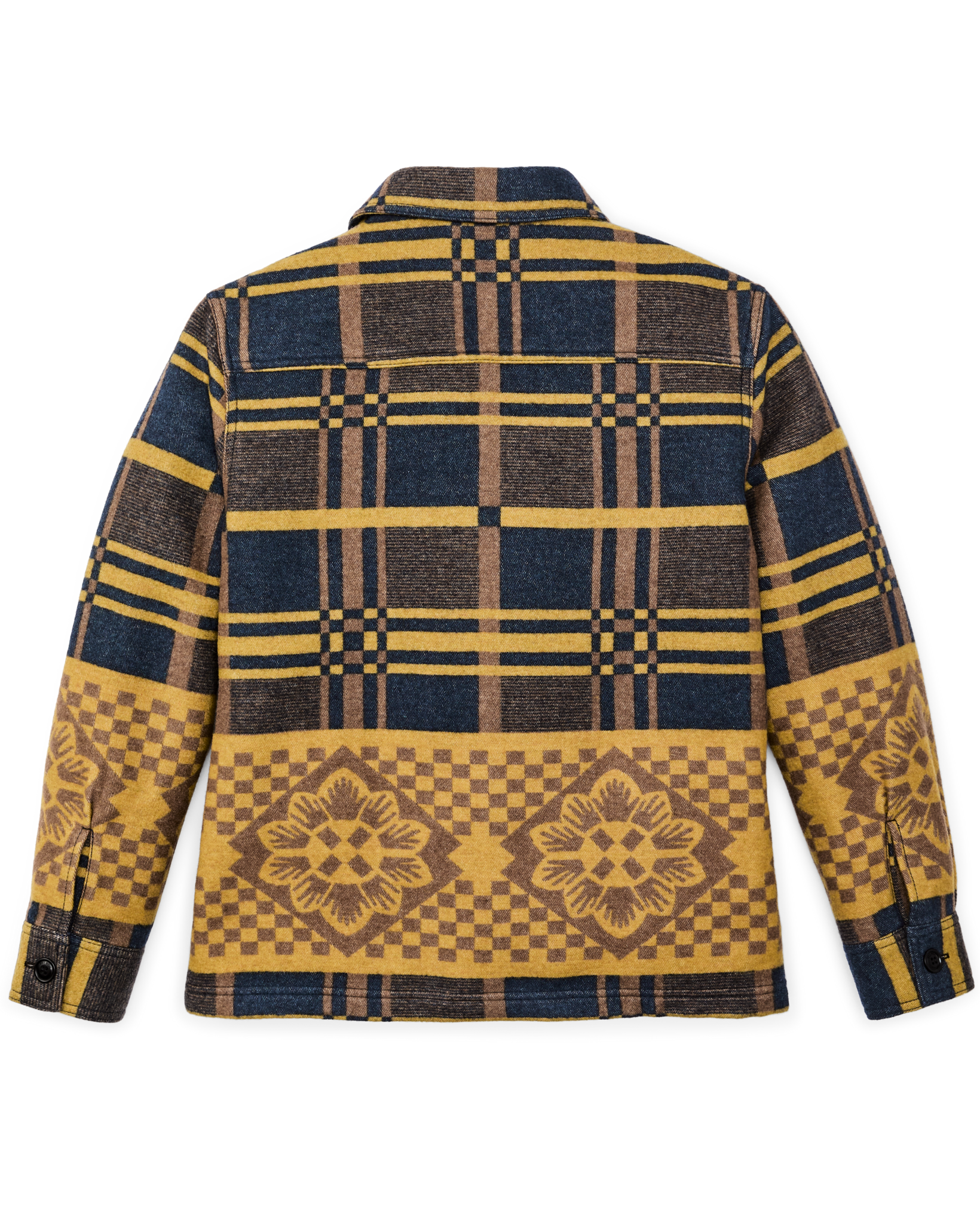 Women's Blanket Wool Overshirt - Flower Blanket Plaid / Bronze Brown