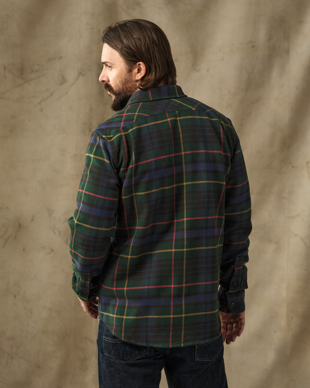 Vintage Flannel Work Shirt - Green / Navy Plaid
