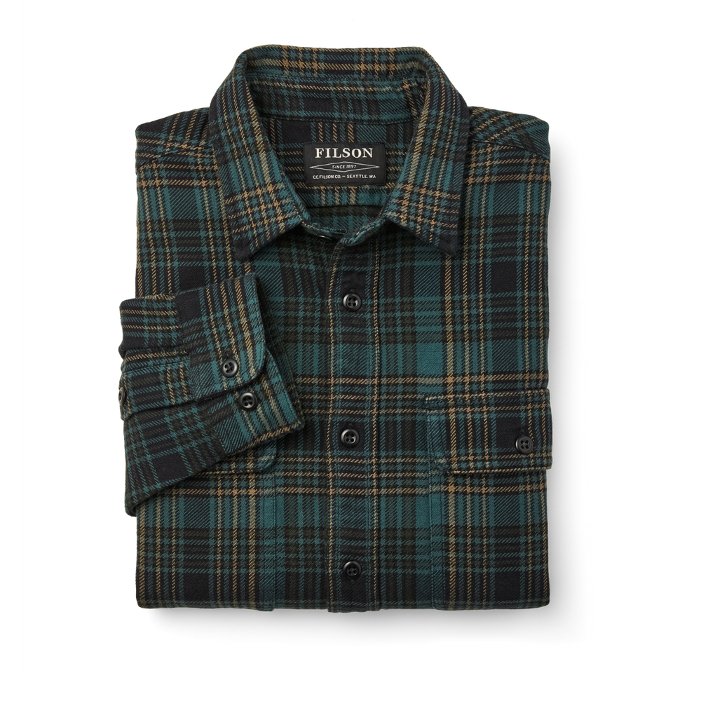 Alternate view of the Filson Vintage Flannel Work Shirt - Green / Olive / Black