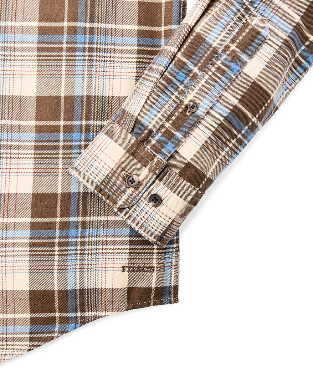 Alternate view of the Filson Lightweight Alaskan Guide Shirt - Cream / Blue / Multi Plaid