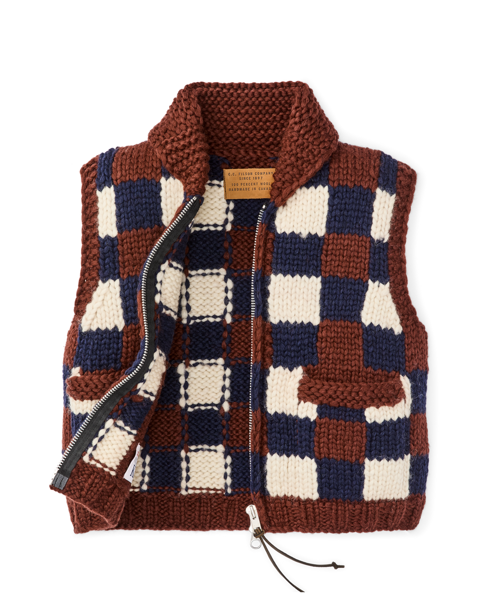 Women's Handmade Sweater Vest - Maroon / Navy Multi