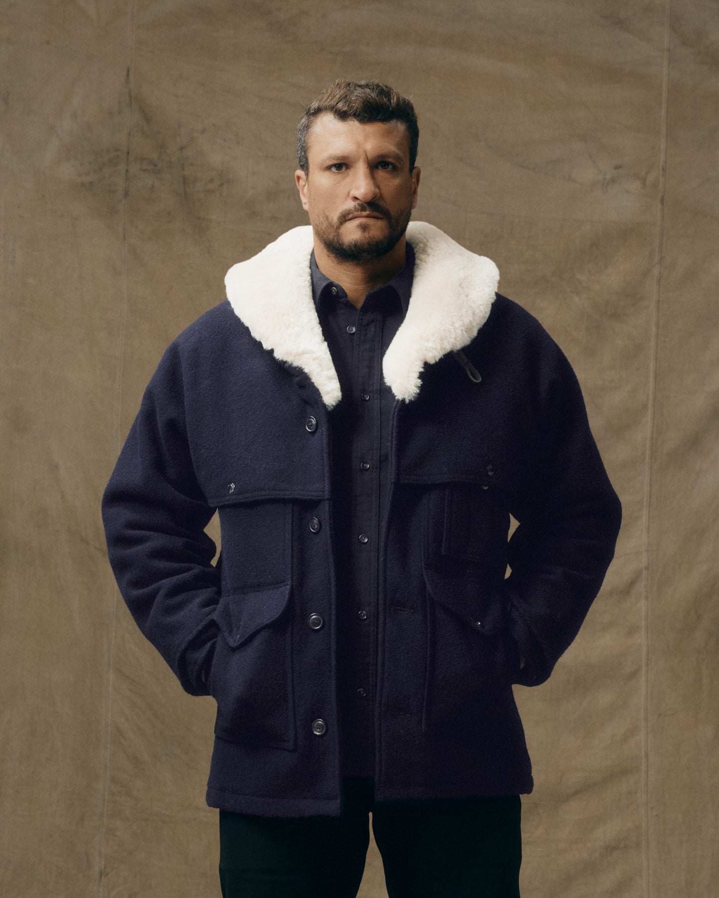 Lined Mackinaw Wool Packer Coat - Dark Navy
