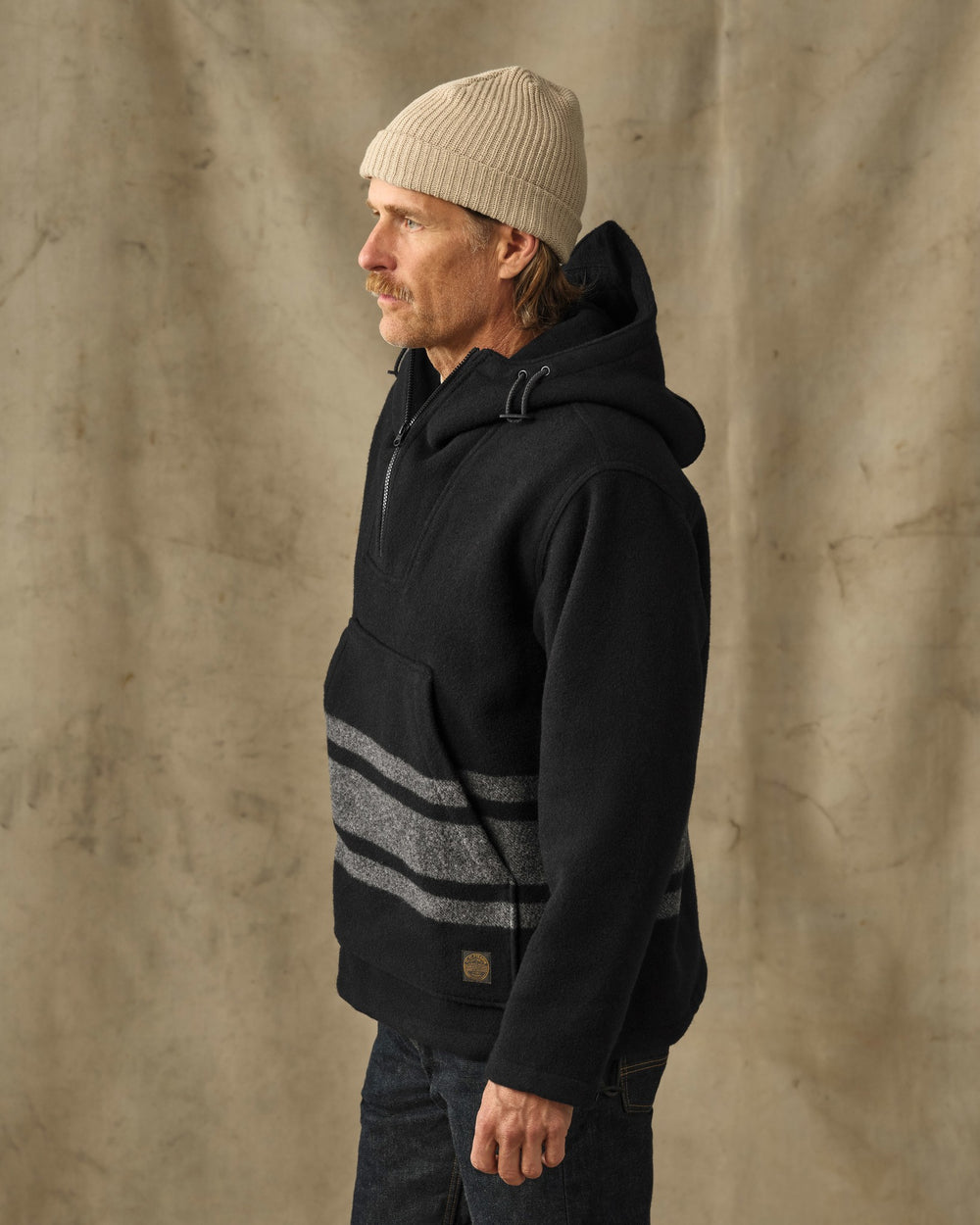 Mackinaw Wool Anorak - Black / Gray Stripe