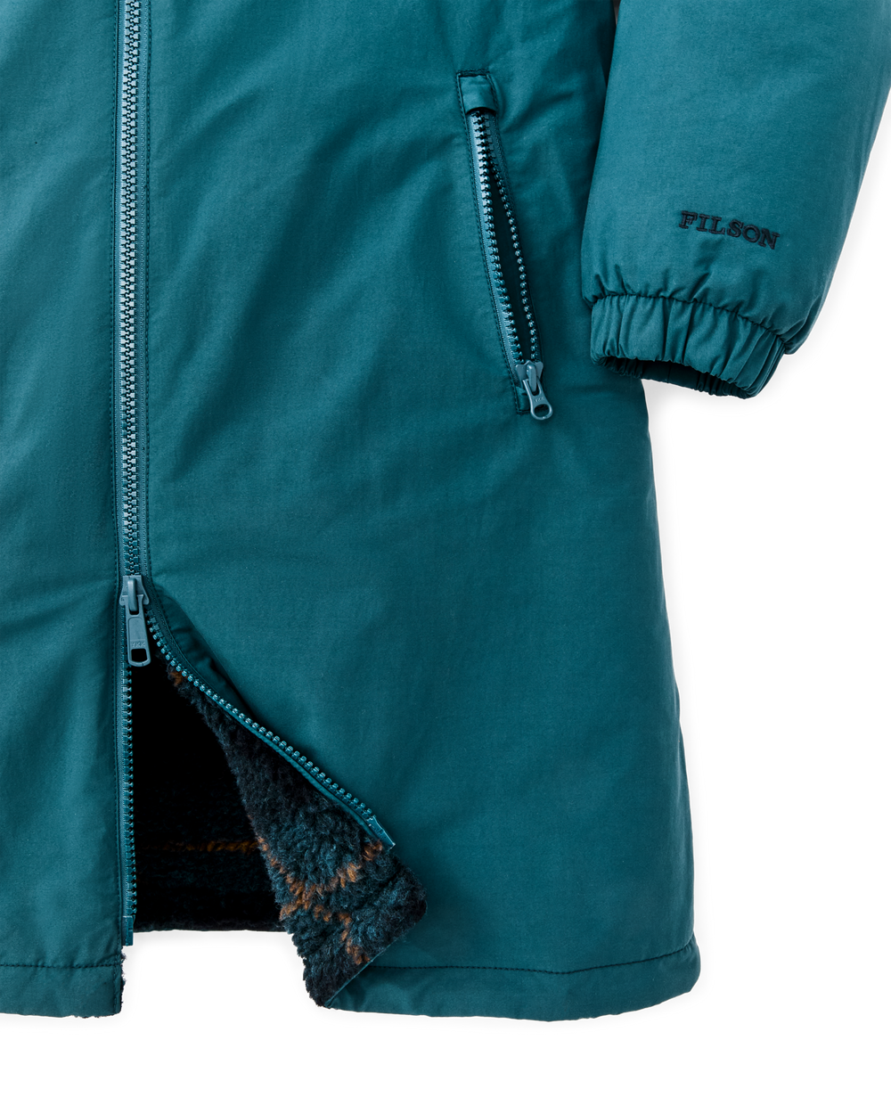 Women's Reversible Woolly Fleece Coat - Dark Teal