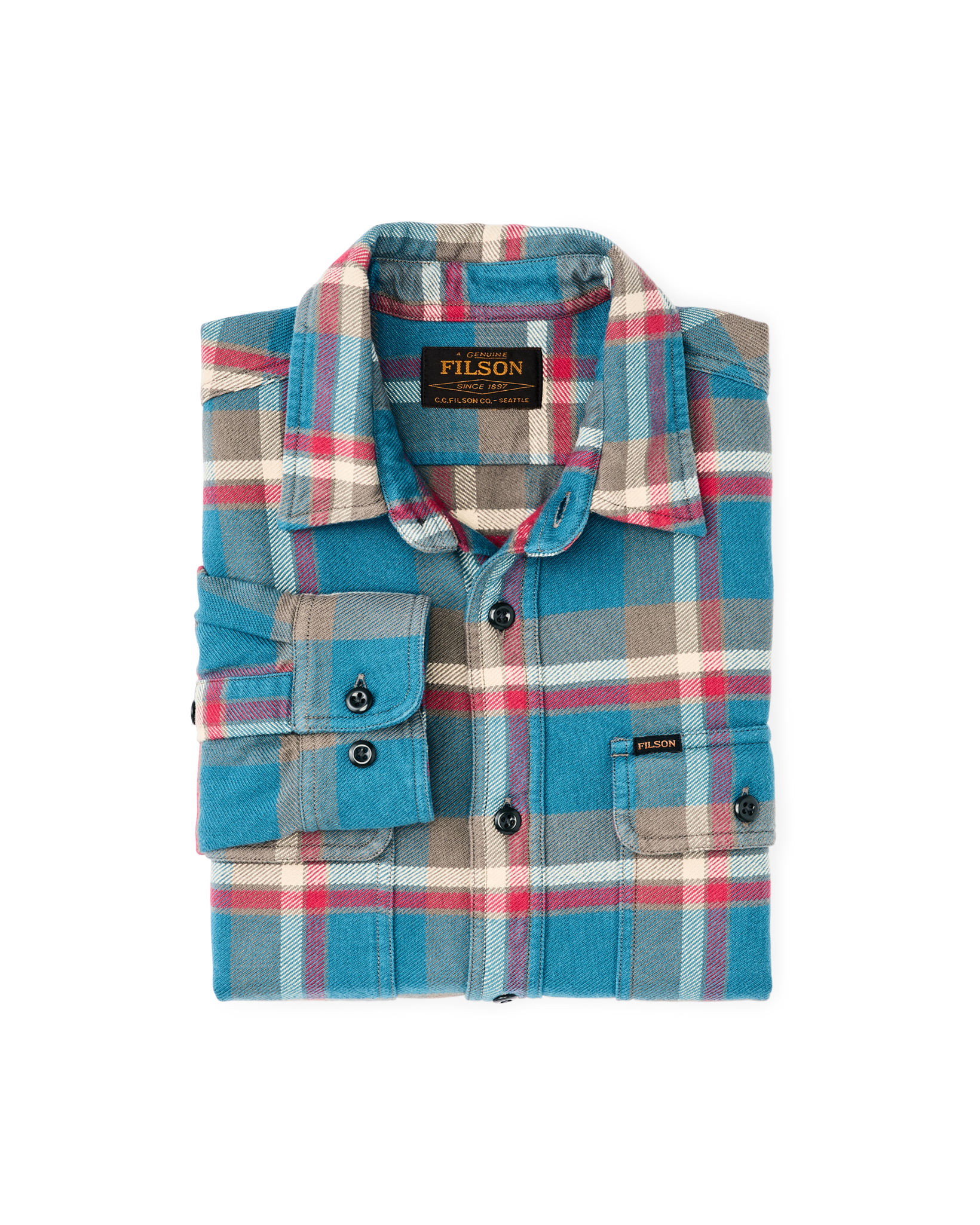 Vintage Flannel Work Shirt - Blue / Gray / Multi Plaid