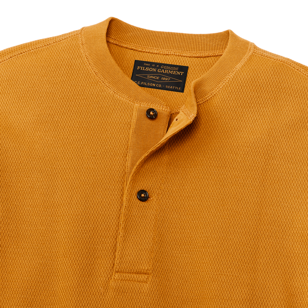 Alternate view of the Filson Waffle Knit Henley - Buckthorn Brown
