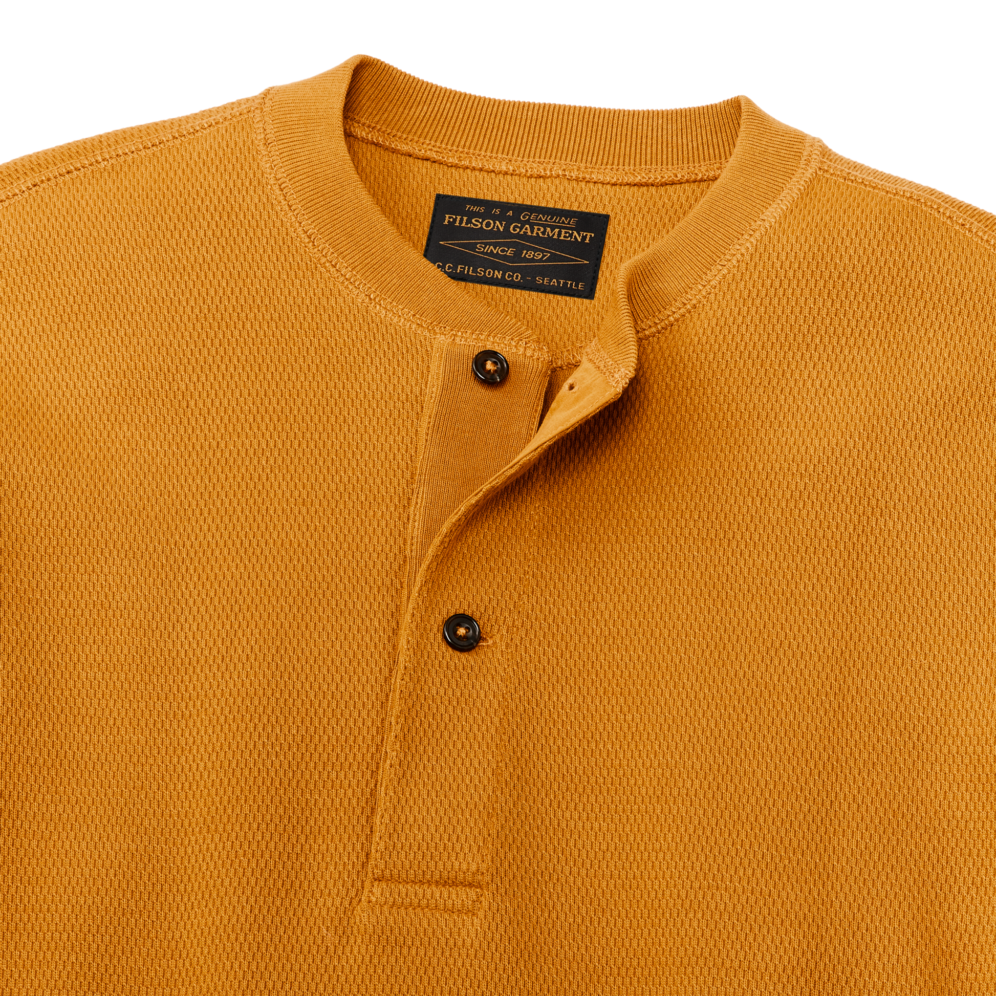 Alternate view of the Filson Waffle Knit Henley - Buckthorn Brown
