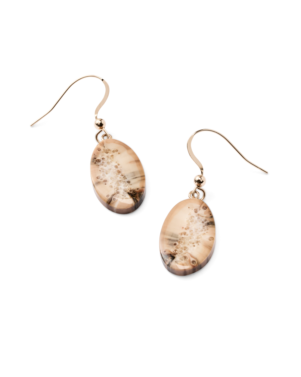 Ivory Jacks 14k Fossil Tusk Slice Earrings - 14kyg