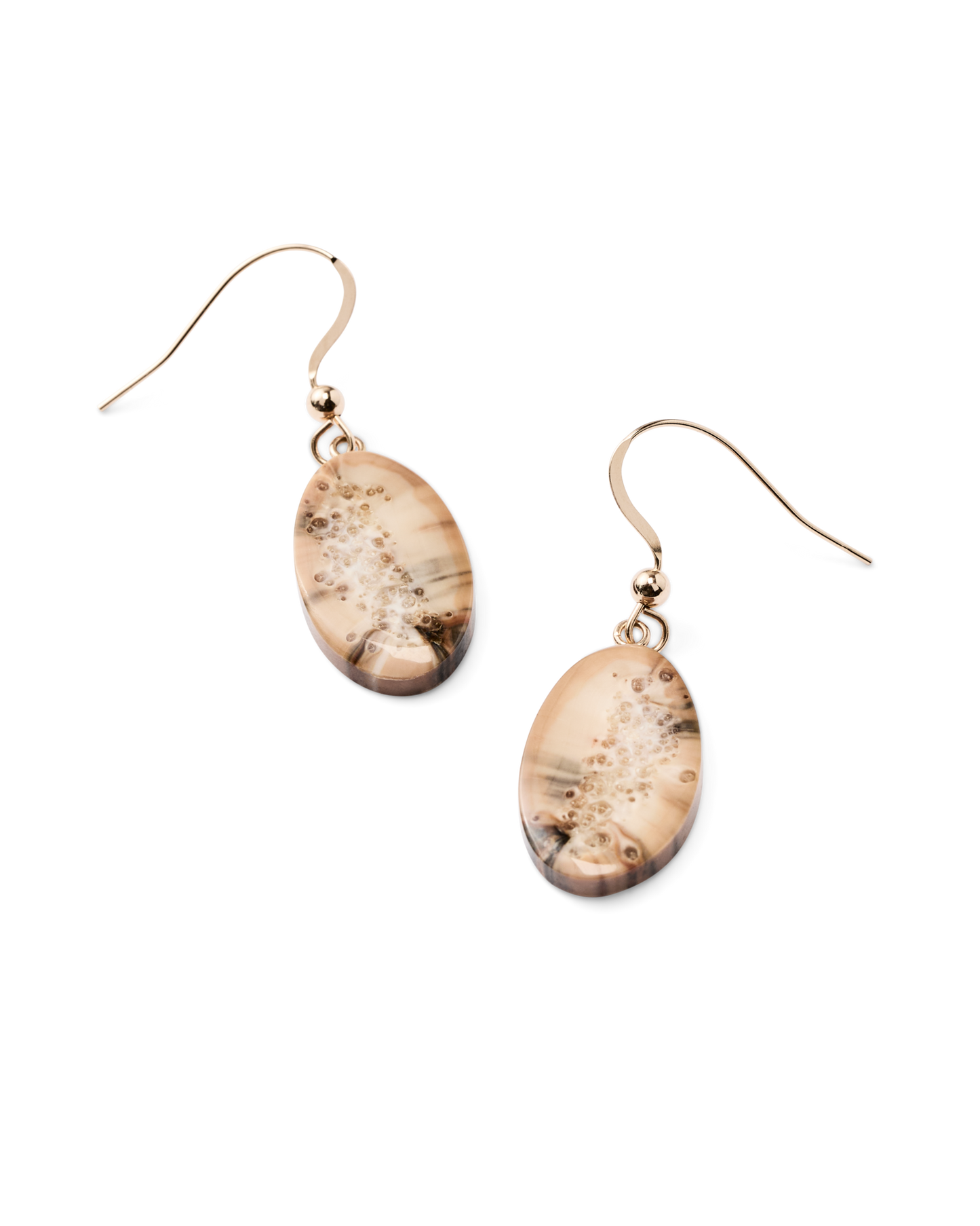 Ivory Jacks 14k Fossil Tusk Slice Earrings - 14kyg