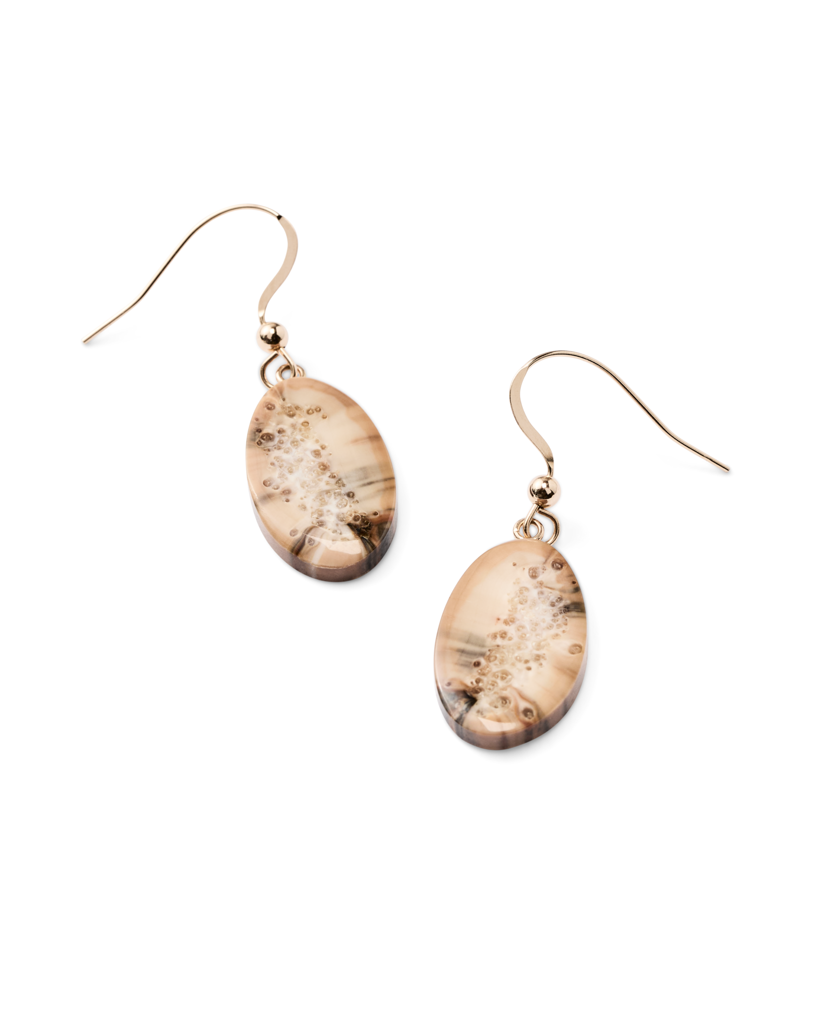 Ivory Jacks 14k Fossil Tusk Slice Earrings - 14kyg