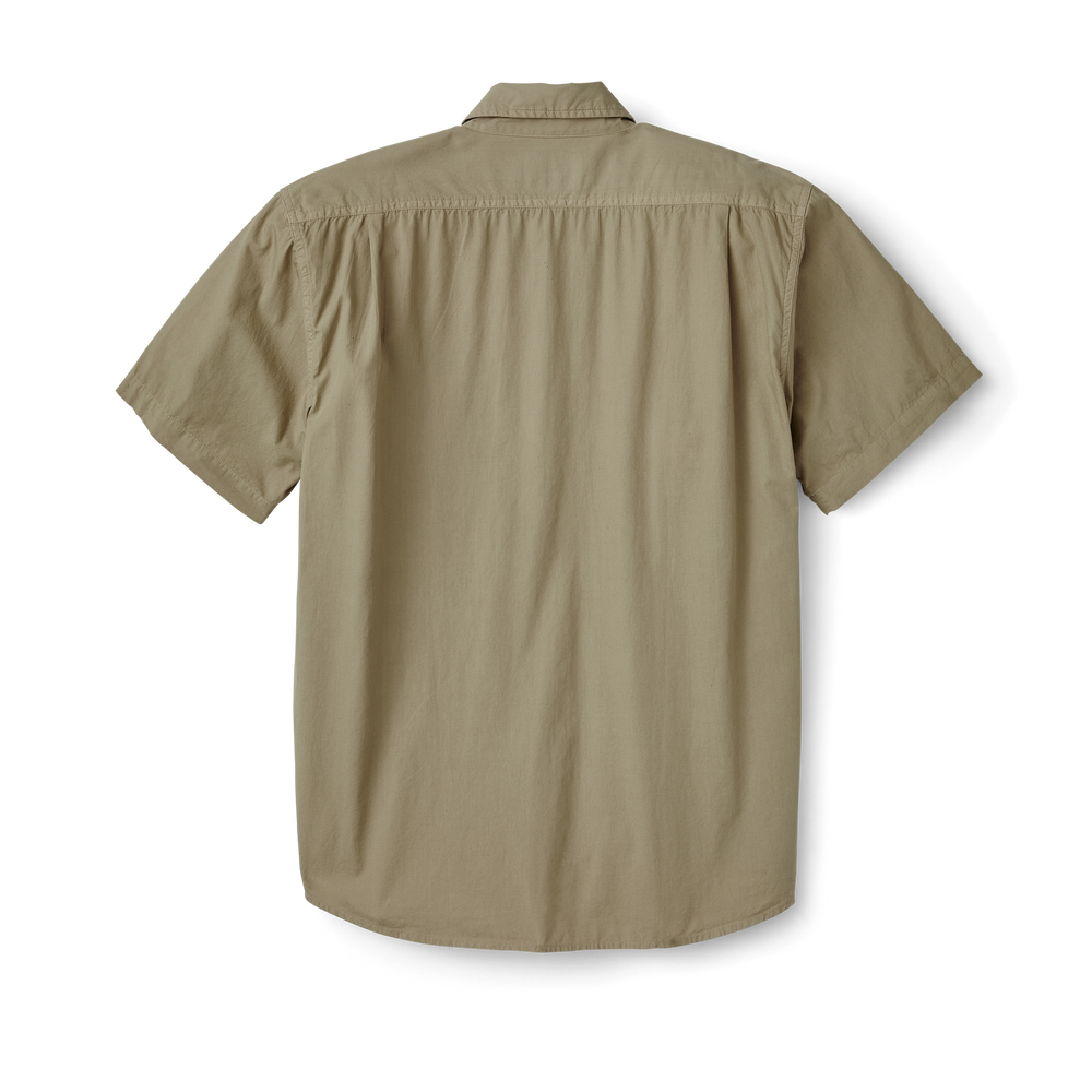 Alternate view of the Filson Filson's Washed Short Sleeve Feather Cloth Shirt - Gray Khaki