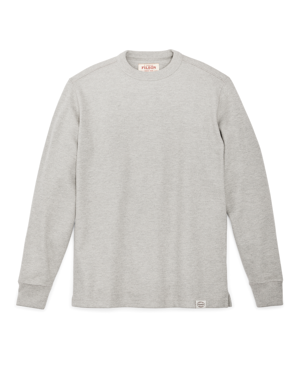 Front-facing image of the Filson Waffle Knit Thermal Crewneck - Light Heather Gray