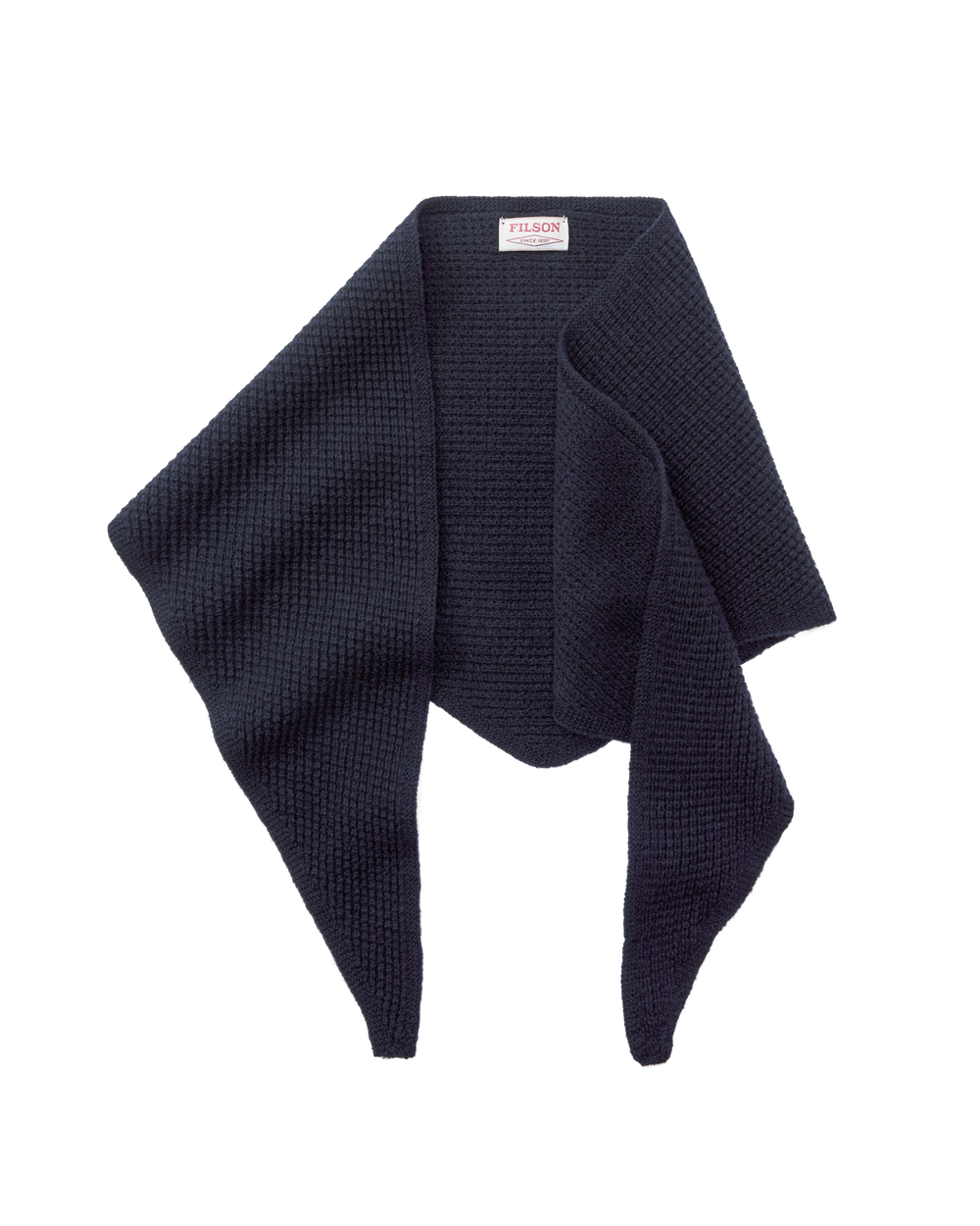 Waffle Knit Triangle Scarf - Dark Navy