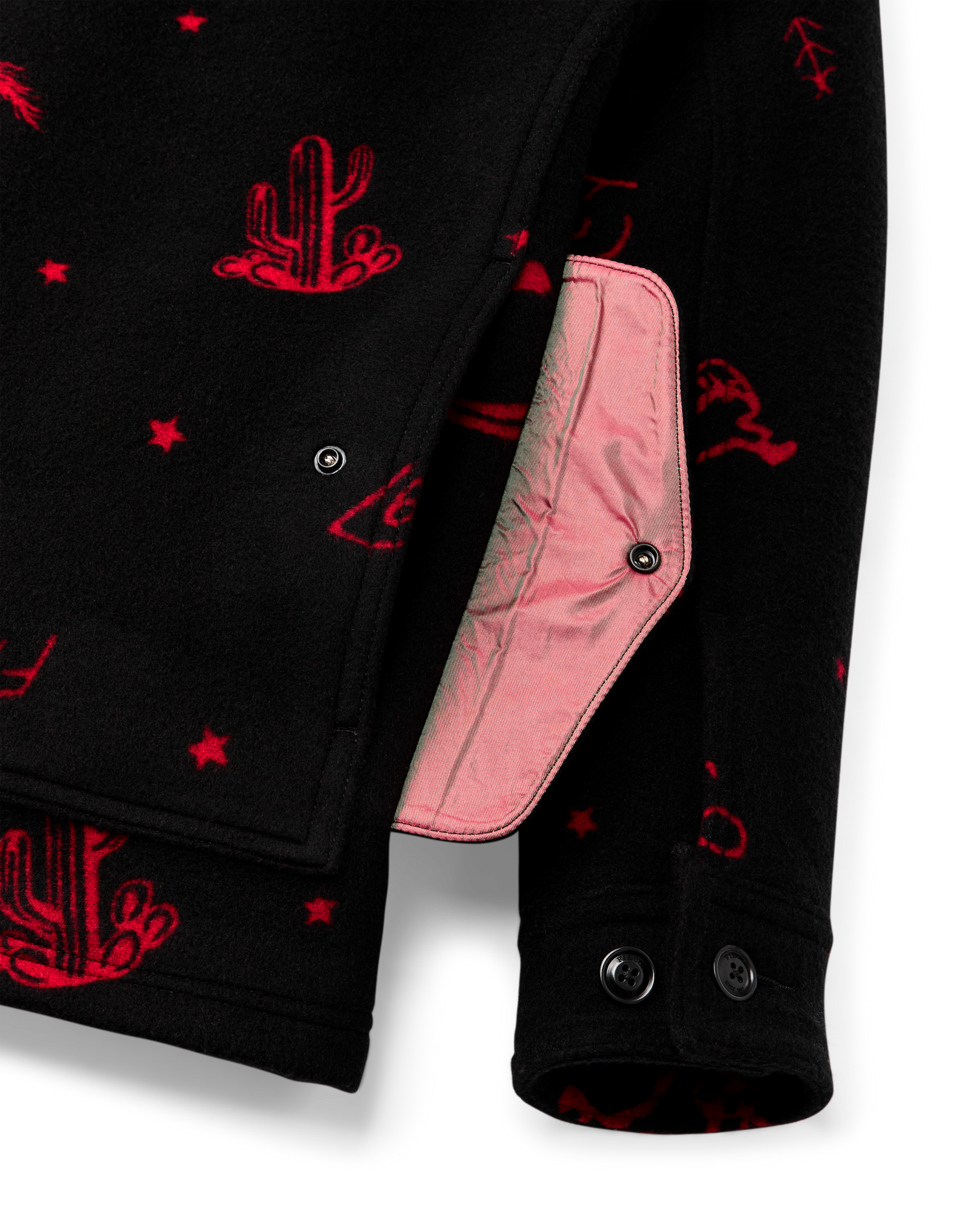 Women's Jacquard Wool Cruiser Jacket - Black / Red Western