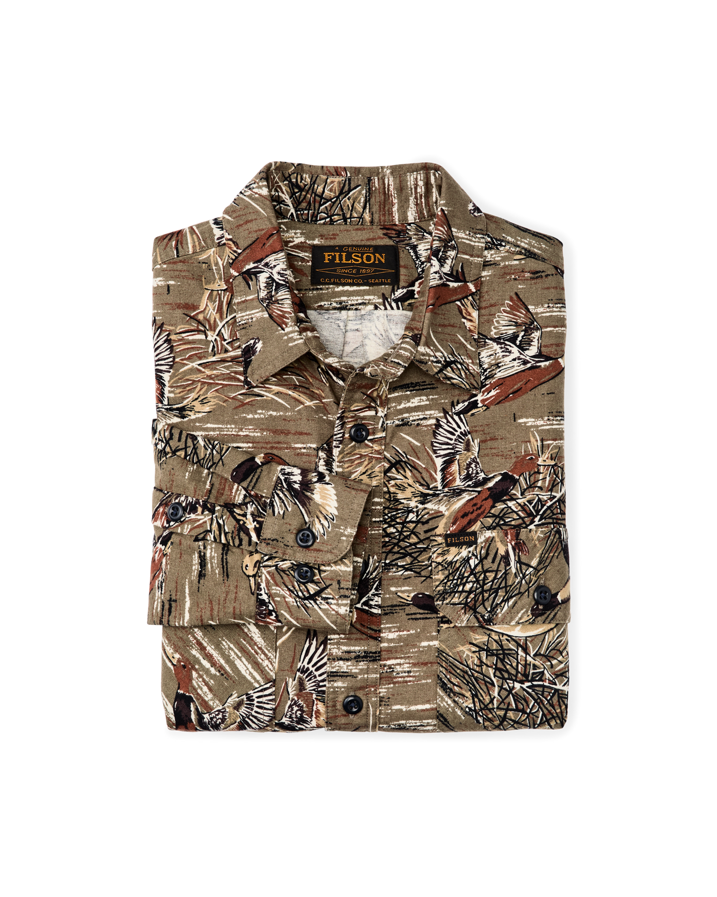 Alternate view of the Filson Field Flannel Shirt - Brown / Marsh Mallards