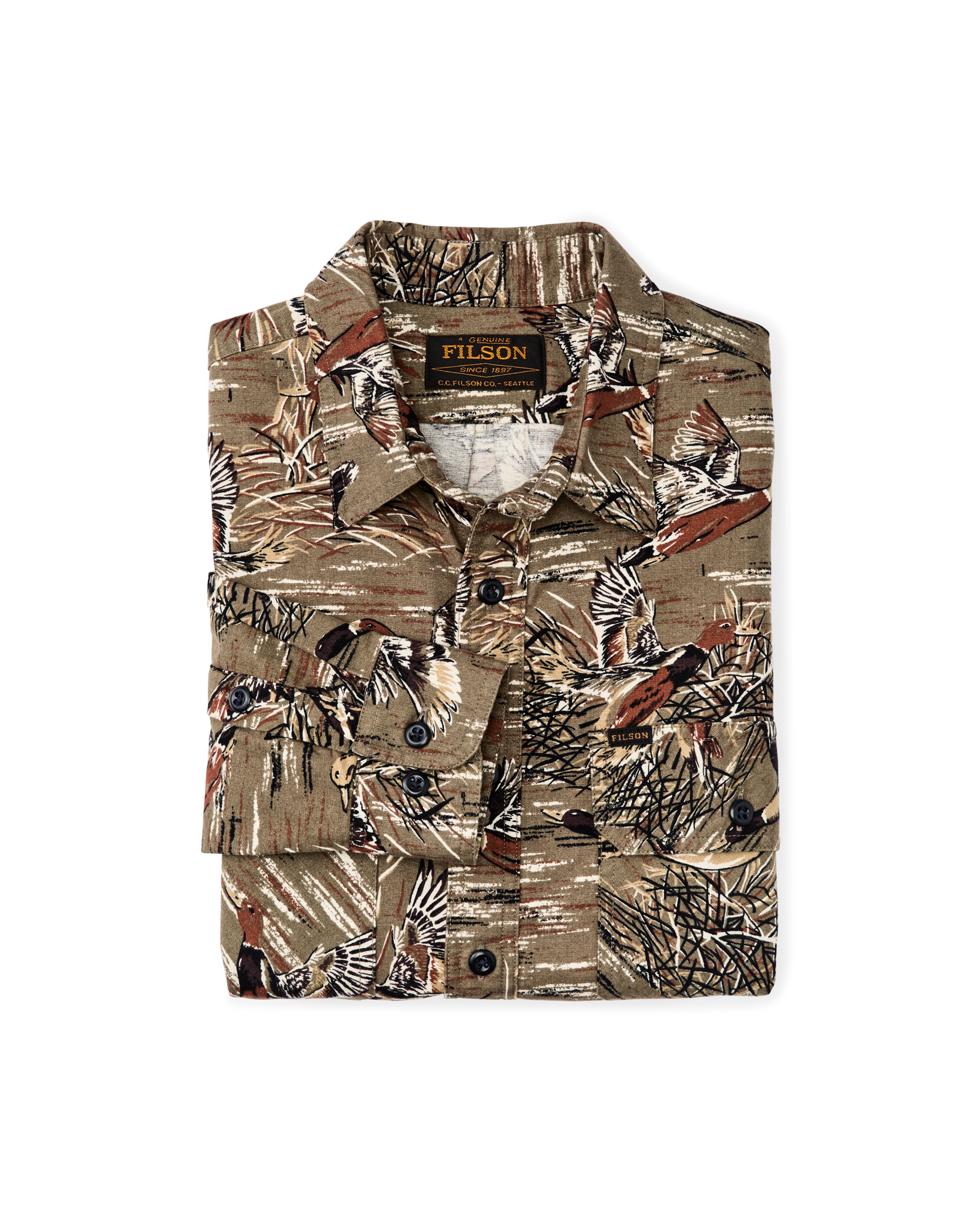 Alternate view of the Filson Field Flannel Shirt - Brown / Marsh Mallards