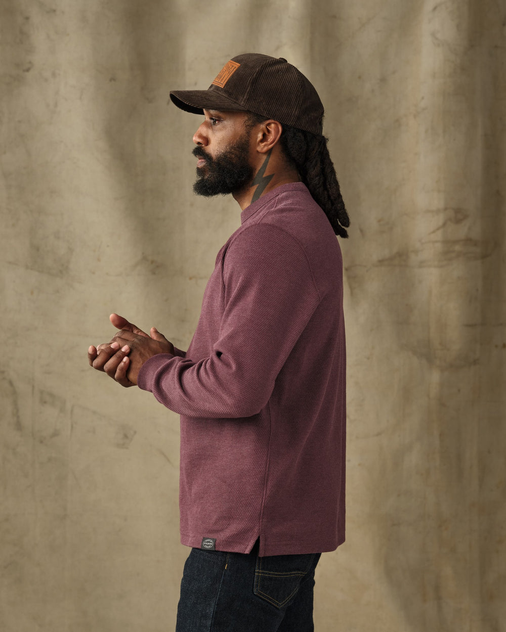 Waffle Knit Thermal Crewneck - Dark Port Heather