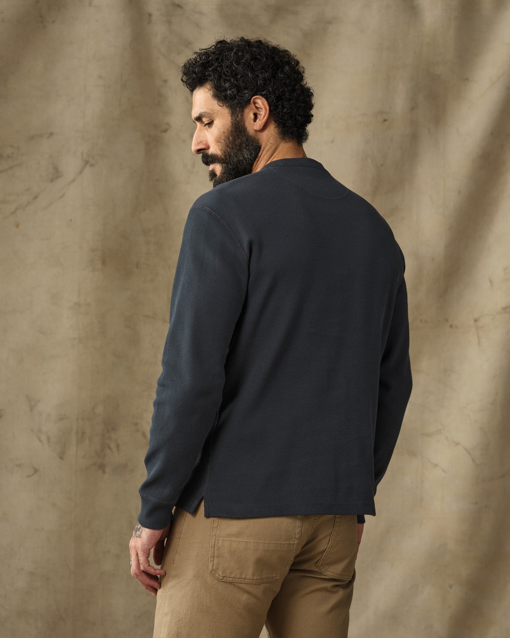 Waffle Knit Thermal Crewneck - Blue Mussel