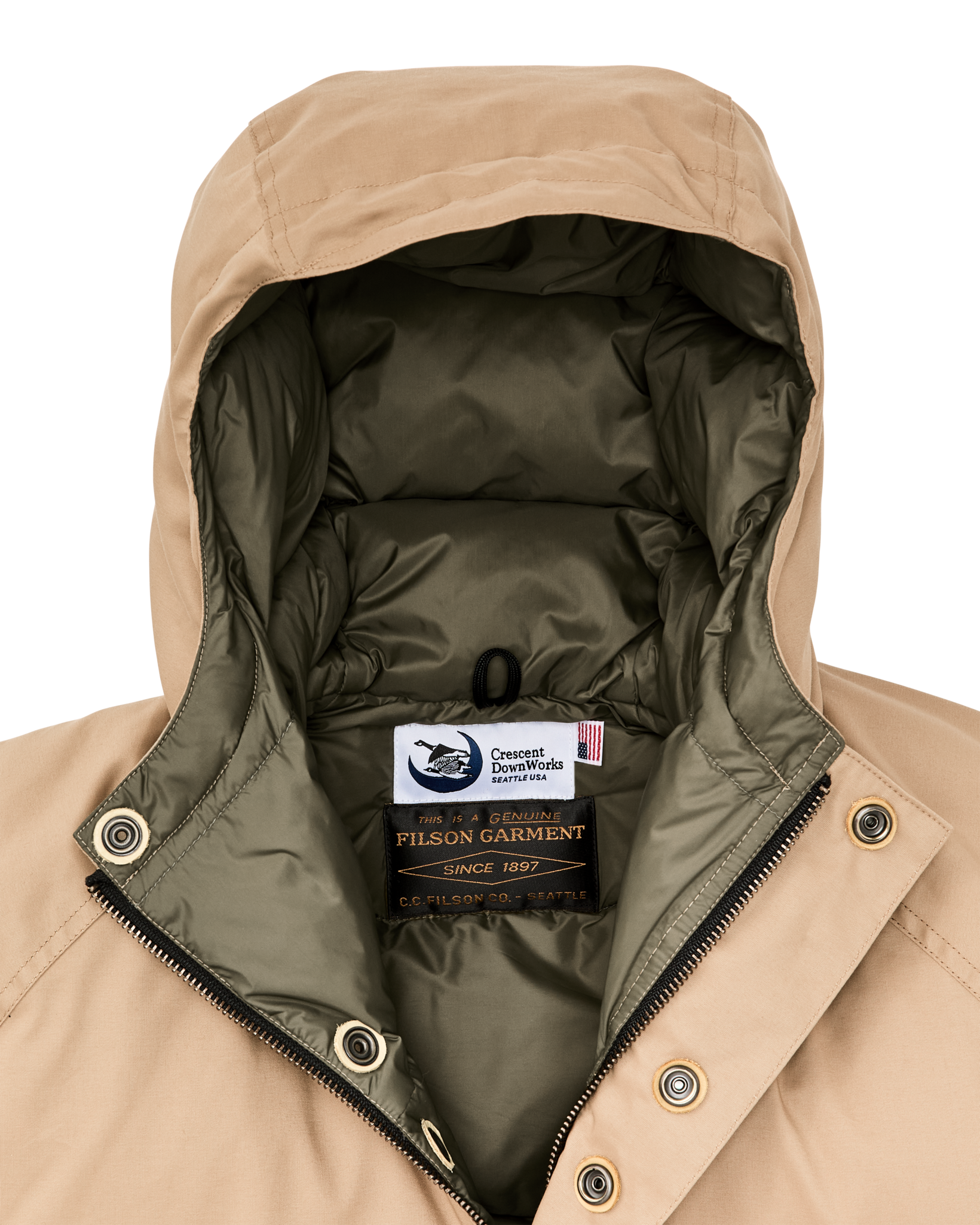 Filson X Crescent Down Works Parka - Dark Tan / Tan | Filson