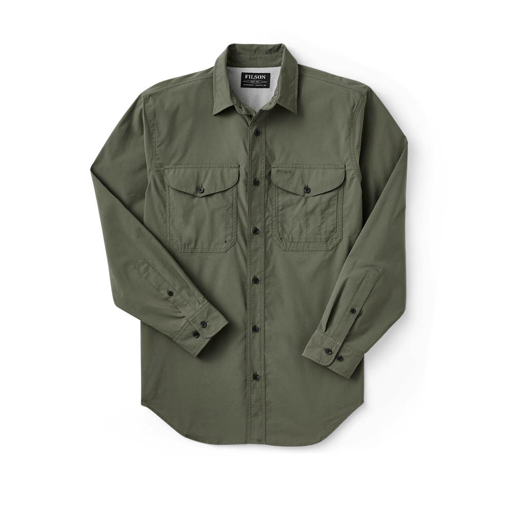 Front-facing image of the Filson Twin Lakes Sport Shirt - Dusty Olive