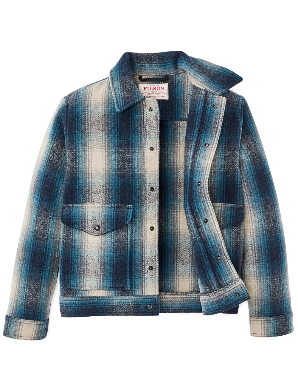 Mackinaw Wool Work Jacket - Teal / Gray Ombre