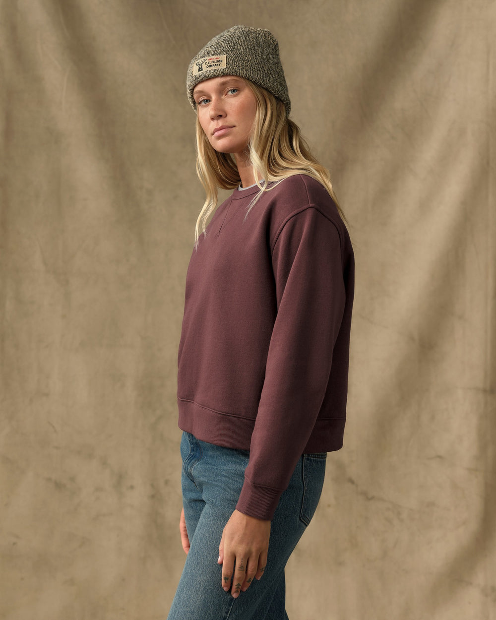 Women's French Terry Crewneck - Eagle Brown