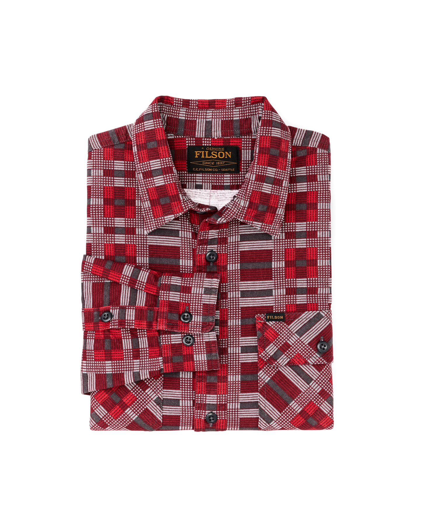 Alternate view of the Filson Field Flannel Shirt - Burgundy / Red Plaid