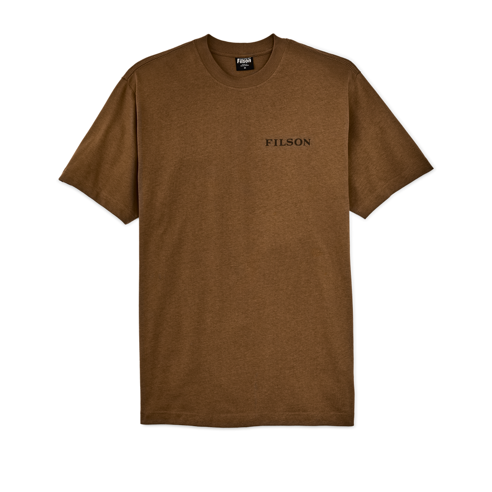 Front-facing image of the Filson Frontier Graphic T-shirt - Gold Ochre / Deer