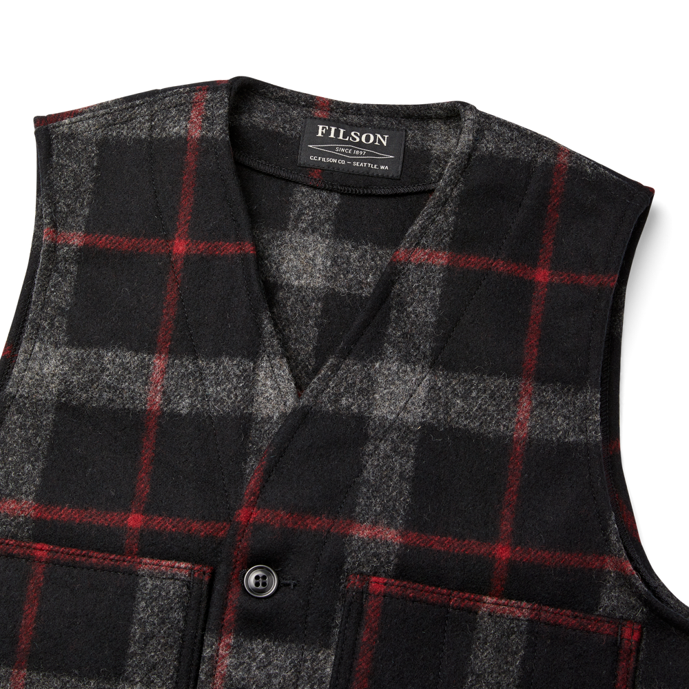 Alternate view of the Filson Mackinaw Wool Vest - Gray / Black / Red / Plaid