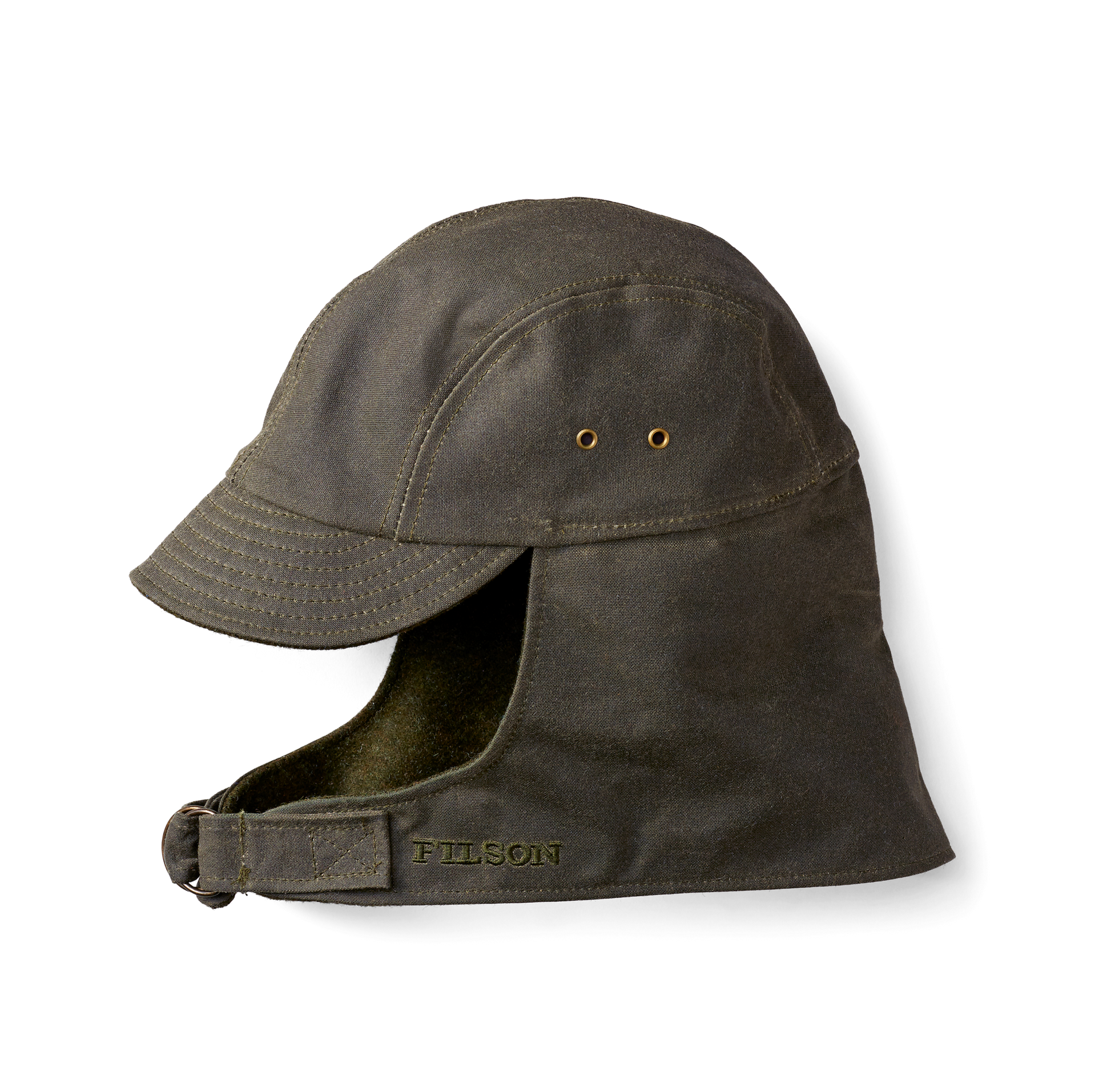 Front-facing image of the Filson Tin Cloth Wildfowl Hat - Otter Green