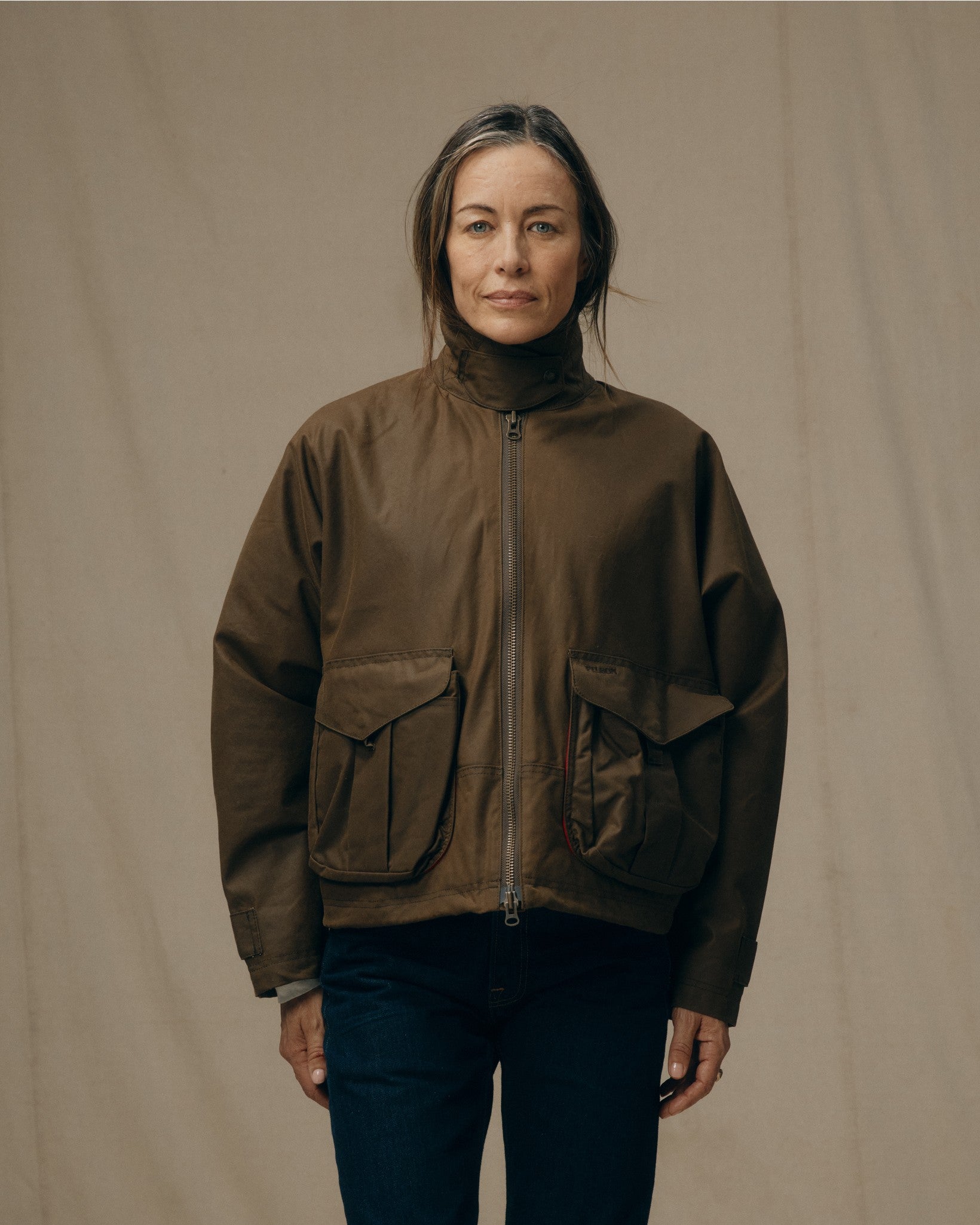 Women's Shelter Cloth Short Work Jacket - Dark Tan
