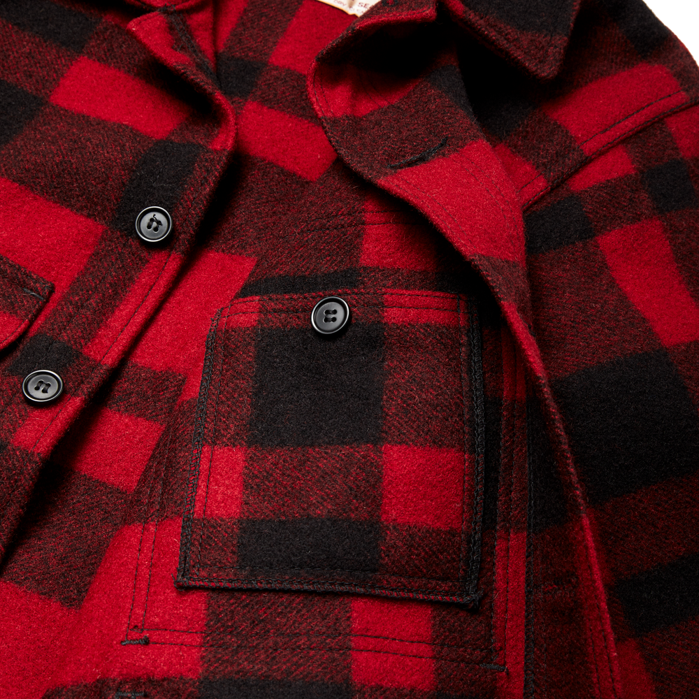 Alternate view of the Filson Filson Hockey Mackinaw Wool Cruiser - Red / Black Plaid