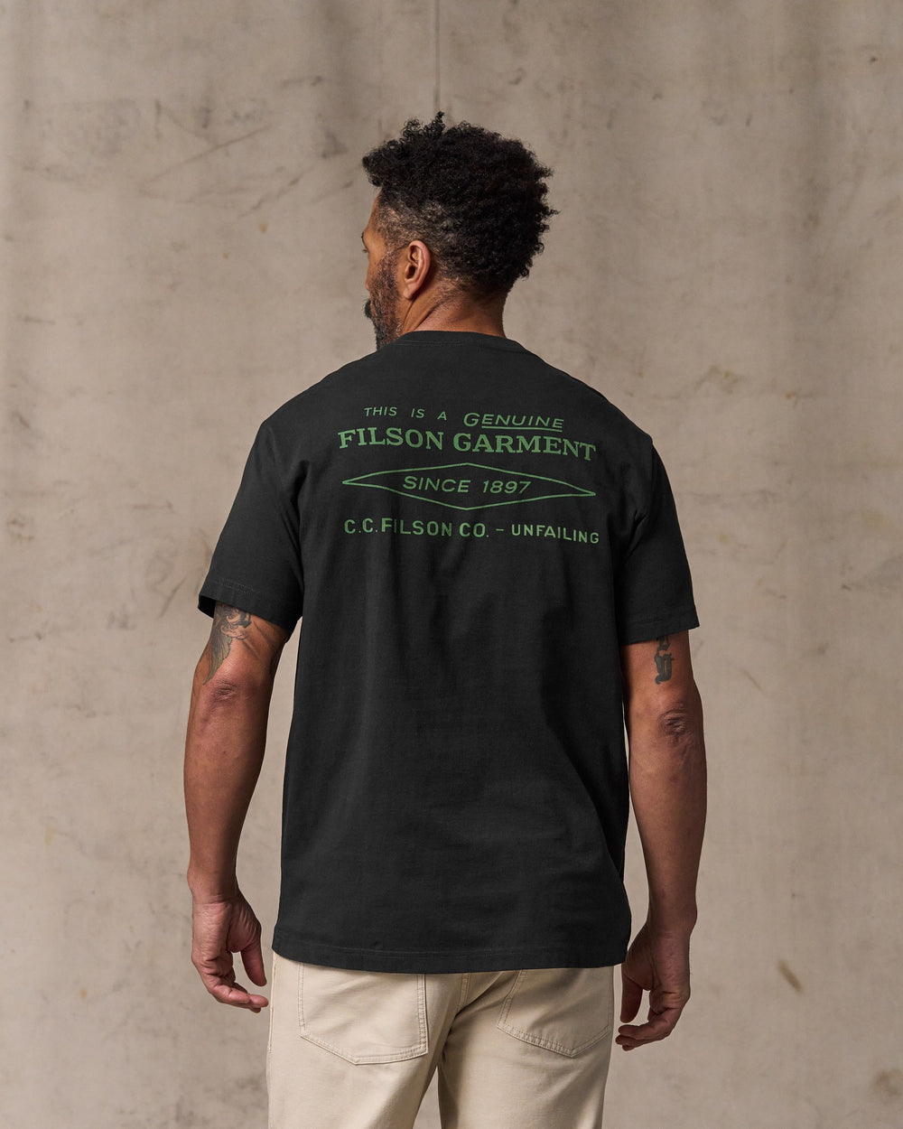 image of a model wearing Filson's Diamond Graphic T-shirt - Black