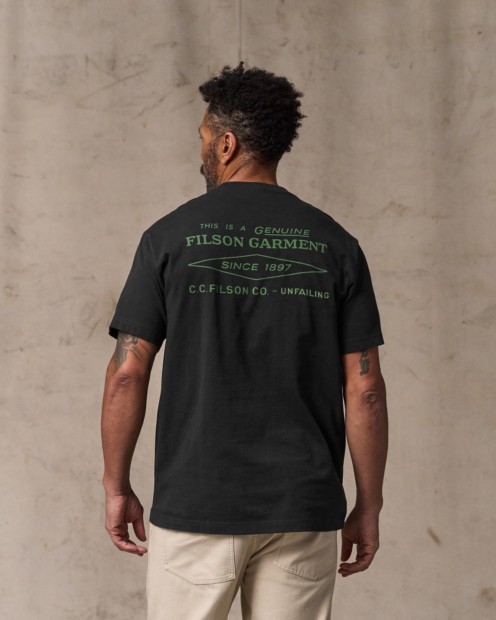 image of a model wearing Filson's Diamond Graphic T-shirt - Black