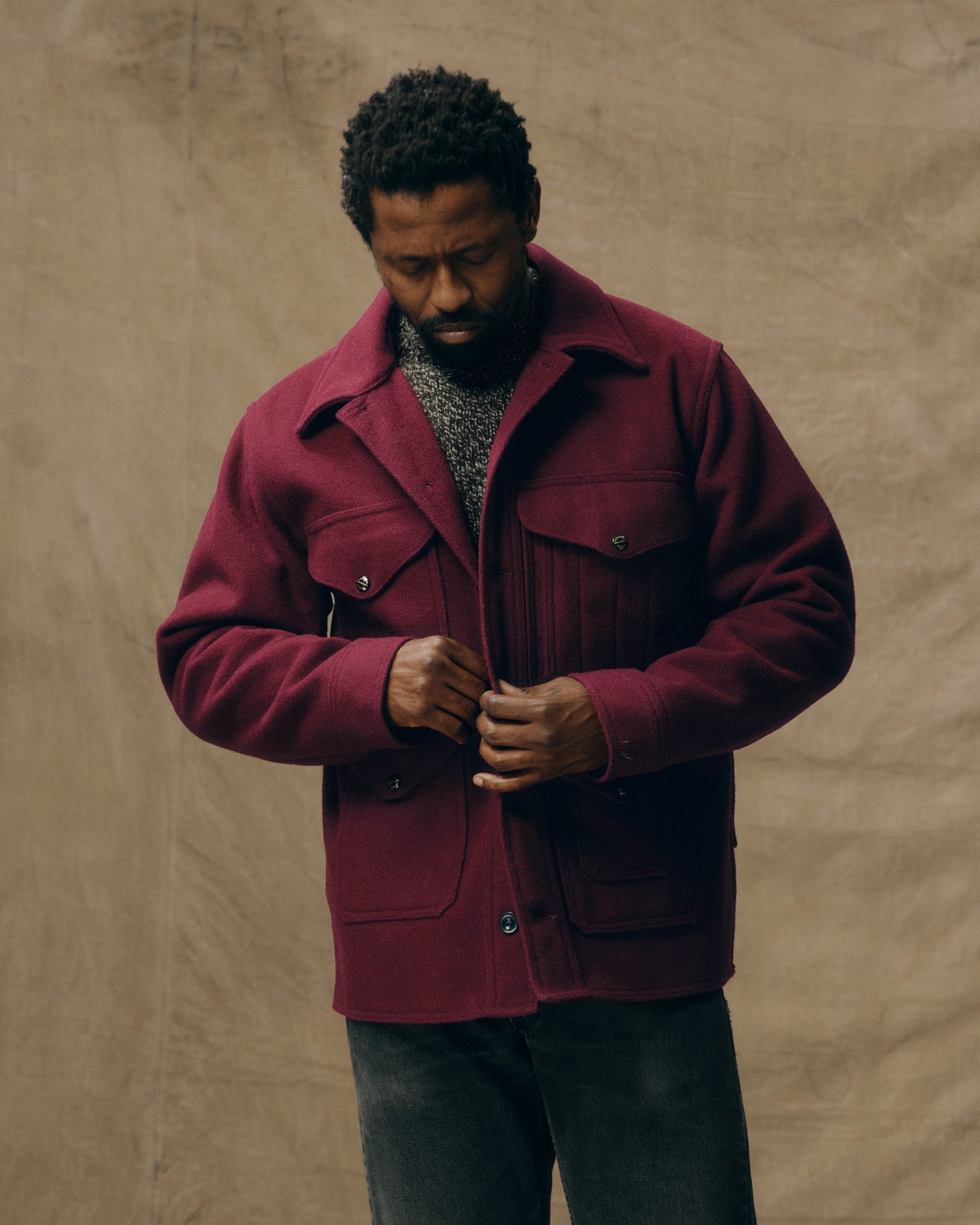 1940s Mackinaw Wool Cruiser Jacket - Wine